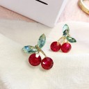 Boucles d'oreilles pendantes cerise 5