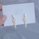 Boucles d'oreilles pendantes en forme de feuilles avec pierres 4