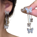 Boucles d'oreilles pendantes en zircon de luxe pour femmes avec design de papillon, longues boucles élégantes pour mariages et soirées 2