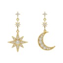 Boucles d'oreilles pendantes femme lune et étoile 4