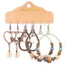 Boucles d'oreilles pendantes pour femmes 3 paires 6