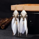 Boucles d'oreilles pendantes pour femmes avec plumes G890 6