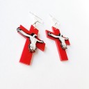 Boucles d'oreilles pendantes pour femmes croix 2
