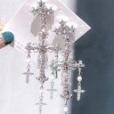 Boucles d'oreilles pendantes pour femmes en croix 6