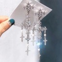 Boucles d'oreilles pendantes pour femmes en croix 3