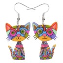 Boucles d'oreilles pendantes pour femmes en forme de chat 2