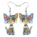 Boucles d'oreilles pendantes pour femmes en forme de chat 4
