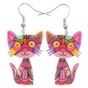 Boucles d'oreilles pendantes pour femmes en forme de chat 7