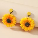 Boucles d'oreilles pendantes pour femmes tournesol 4