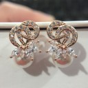 Boucles d'oreilles pour femmes avec perles et zircon 4