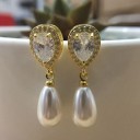 Boucles d'oreilles pour femmes avec perles et zircon 5