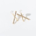Boucles d'oreilles pour femmes avec zircons et perle 4