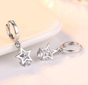 Boucles d'oreilles pour femmes en forme de cercle avec étoile et pierre 4