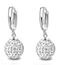 Boucles d'oreilles pour femmes en forme de créoles avec pendentif boule A1727 2