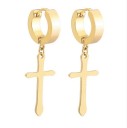 Boucles d'oreilles pour hommes - Anneaux avec croix J2159 2