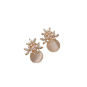 Boucles d'oreilles puces avec pierre ressemblant à de l'opale 2,2 × 1,7 cm, décor dans une teinte dorée, boucles d'oreilles pour femmes à puce pour un usage quotidien 1