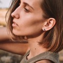 Boucles d'oreilles puces avec zircon G1023 5