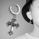 Boucles d'oreilles rondes avec croix G1383 2