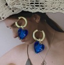 Boucles d'oreilles rondes pour femmes avec cœur 8