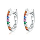 Boucles d'oreilles rondes pour femmes avec des pierres colorées 3