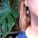 Boucles d'oreilles rondes pour femmes avec feuille 3