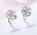 Boucles d'oreilles rondes pour femmes avec fleur 4