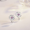 Boucles d'oreilles rondes pour femmes avec fleur 6