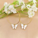 Boucles d'oreilles rondes pour femmes avec papillon C1093 12