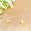 Boucles d'oreilles rondes pour femmes avec papillon C1093 14