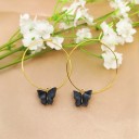 Boucles d'oreilles rondes pour femmes avec papillon C1093 16