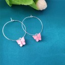 Boucles d'oreilles rondes pour femmes avec papillon C1093 17