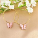Boucles d'oreilles rondes pour femmes avec papillon C1093 18