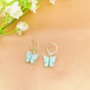 Boucles d'oreilles rondes pour femmes avec papillon C1093 19