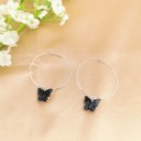 Boucles d'oreilles rondes pour femmes avec papillon C1093 21