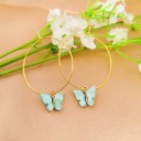 Boucles d'oreilles rondes pour femmes avec papillon C1093 26