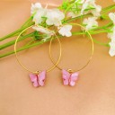 Boucles d'oreilles rondes pour femmes avec papillon C1093 28