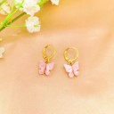 Boucles d'oreilles rondes pour femmes avec papillon C1093 29