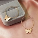 Boucles d'oreilles rondes pour femmes avec papillon C1093 2