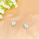 Boucles d'oreilles rondes pour femmes avec papillon C1093 7