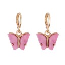 Boucles d'oreilles rondes pour femmes avec papillon J147 4