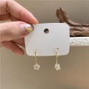 Boucles d'oreilles rondes pour femmes avec pendentif floral 5