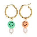 Boucles d'oreilles rondes pour femmes avec pendentif G192 8