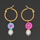 Boucles d'oreilles rondes pour femmes avec pendentif G192 1