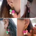 Boucles d'oreilles rondes pour femmes avec pendentif G192 3