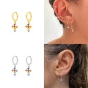 Boucles d'oreilles rondes pour femmes avec pendentifs 3