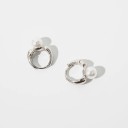 Boucles d'oreilles rondes pour femmes avec perle J445 6