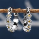 Boucles d'oreilles rondes pour femmes avec zircons G213 4