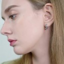 Boucles d'oreilles rondes pour femmes avec zircons G604 5