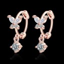 Boucles d'oreilles rondes pour femmes papillon avec strass 6