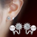 Boucles d'oreilles torsadées pour femmes fleur avec perle 2